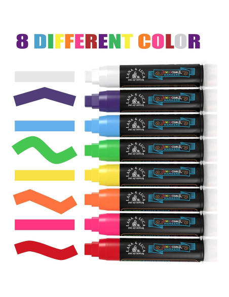 Marcadores de Tiza Líquida Jumbo LANA & LUCA 15mm Multicolor - Paquete de 8