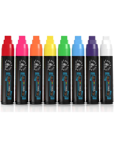 Marcadores de Tiza Líquida Jumbo LANA & LUCA 15mm Multicolor - Paquete de 8