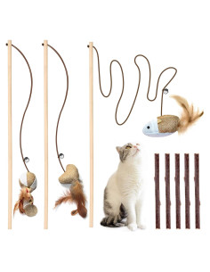 Kit de Juguetes para Gato Fashion&cool - Varita de Madera 3 Piezas
