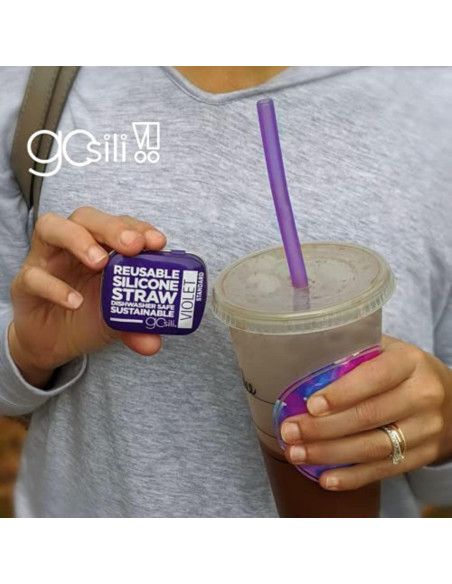 Pajitas de Silicona Reutilizables GoSili 20.32 cm 2pk Cobalto/Menta