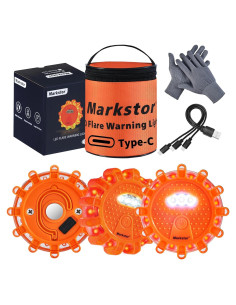 Flares LED de Emergencia Markstor - Paquete de 3, Recargables USB