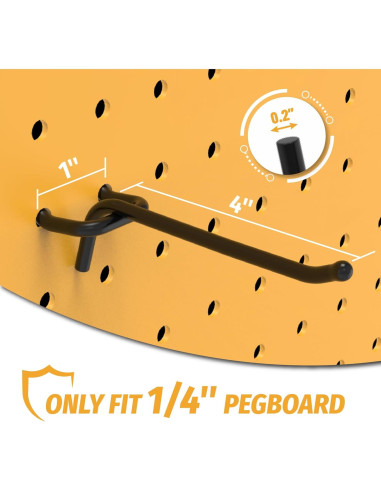 Ganchos de Tablero de Clavos HUHOLE 10 cm Negro 25PC Alta Resistencia