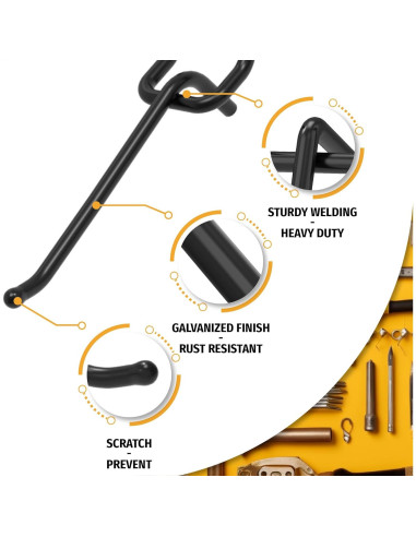 Ganchos de Tablero de Clavos HUHOLE 10 cm Negro 25PC Alta Resistencia