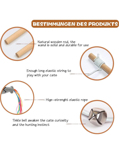 Juguete de Varita para Gatos Fashion&cool - 3 Piezas 40.64 cm