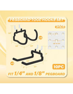Ganchos de Tablero de Clavos BFPeaky 10PC Alta Resistencia 2