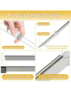 Pinchos de Acero Inoxidable 33 cm Lucalda - 6 Piezas para Asar 2