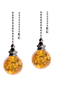 Cadena de Tirar de Cristal Ámbar con Esfera de Hielo 50cm