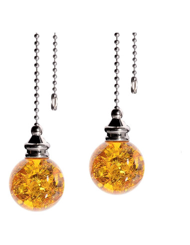 Cadena de Tirar de Cristal Ámbar con Esfera de Hielo 50cm