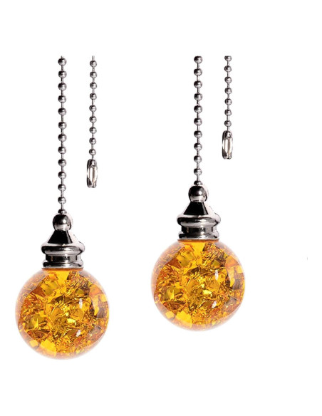 Cadena de Tirar de Cristal Ámbar con Esfera de Hielo 50cm