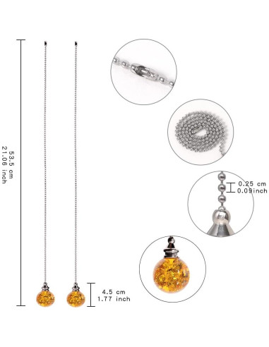 Cadena de Tirar de Cristal Ámbar con Esfera de Hielo 50cm