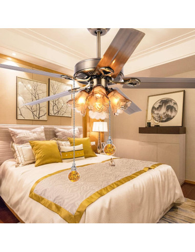 Cadena de Tirar de Cristal Ámbar con Esfera de Hielo 50cm