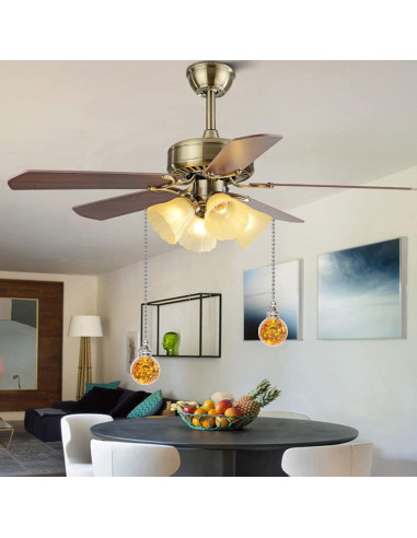 Cadena de Tirar de Cristal Ámbar con Esfera de Hielo 50cm