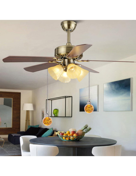 Cadena de Tirar de Cristal Ámbar con Esfera de Hielo 50cm