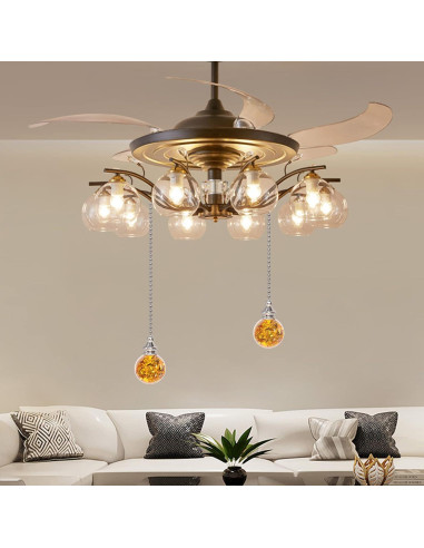 Cadena de Tirar de Cristal Ámbar con Esfera de Hielo 50cm