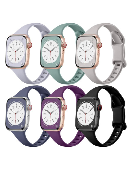 Lerobo 6 Bandas de Silicona Deportivas para Apple Watch 38-49mm