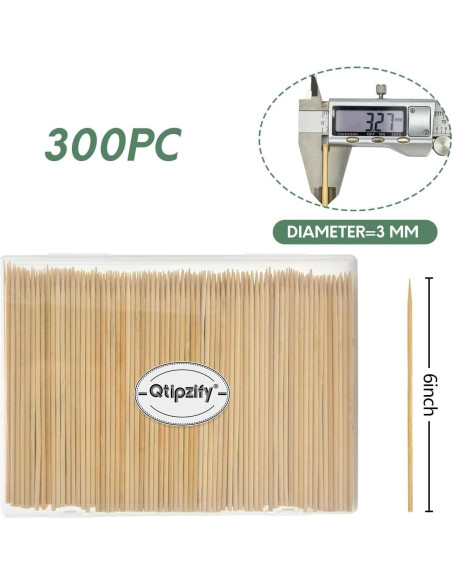 300 Pinchos de Madera 15 cm Youchuanghui para BBQ y Aperitivos