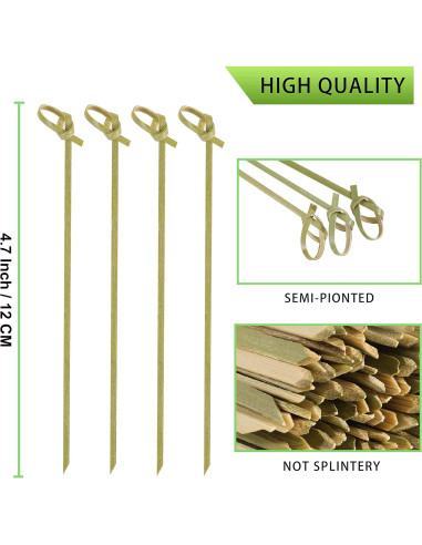 100 Palillos de Cóctel de Bambú Natural 12 cm - CockStixs
