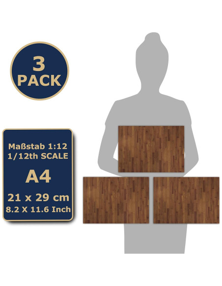 3 Hojas Suelo Autoadhesivo Casa Muñecas TexturKontor Nuez