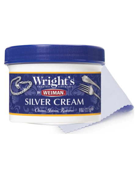 Crema Limpiadora de Plata Weiman 226g con Paño Pulido