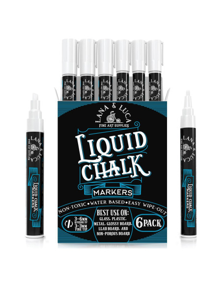 Bolígrafo de Tiza Líquida LANA & LUCA - 6 Paquete Punta Fina