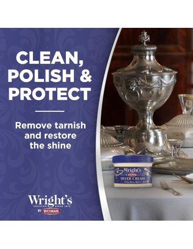 Crema Limpiadora de Plata Weiman 226g con Paño Pulido