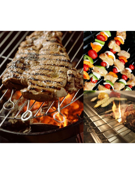 Pinchos de Barbacoa de Acero Inoxidable HONSHEN 25 cm 12 Pcs