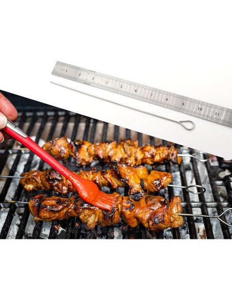 Pinchos de Barbacoa de Acero Inoxidable HONSHEN 25 cm 12 Pcs