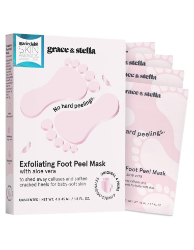 Mascarilla Exfoliante para Pies Grace & Stella - 4 Pares Sin Fragancia