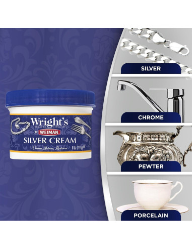 Crema Limpiadora de Plata Weiman 226g con Paño Pulido