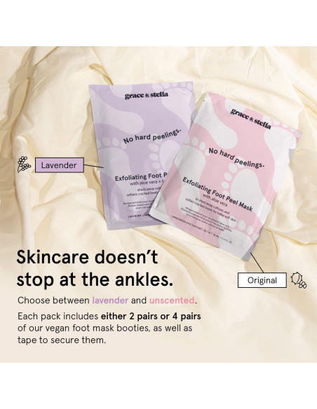 Mascarilla Exfoliante para Pies Grace & Stella - 4 Pares Sin Fragancia