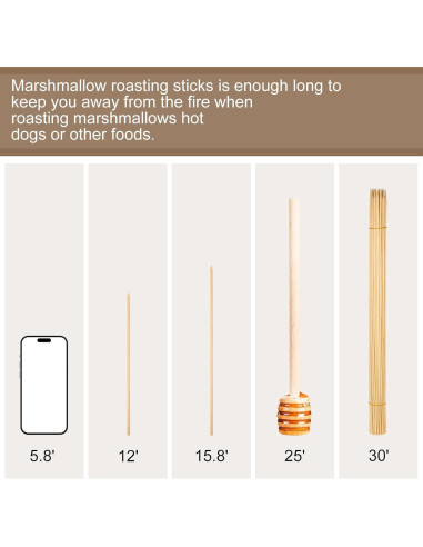 70 Palitos de Bambú para Asar Malvaviscos WSICSE 76 cm