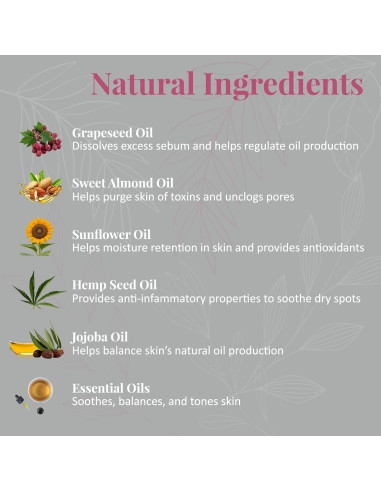 Aceite Facial J&L Naturals 29.57 ml para Piel Grasa y Mixta