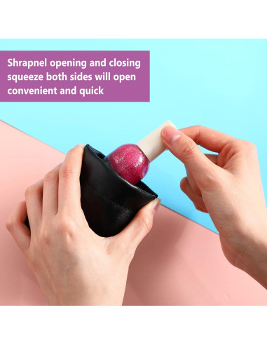 6 Monederos de PU Negros Portátiles Impermeables para Cosméticos