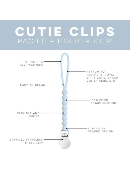 Clip de Chupete de Silicona Ryan & Rose Cutie Clip Judy Azul Clip de Chupete de Silicona Ryan & Rose Cutie Clip Judy Azul