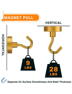 Ganchos Magnéticos MIKEDE N52 Alta Resistencia 12.7 kg Amarillo 4 Pzas 2