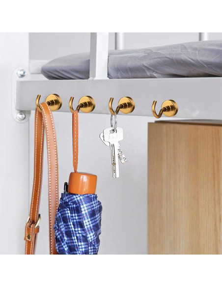 Ganchos Magnéticos MIKEDE N52 Alta Resistencia 12.7 kg Amarillo 4 Pzas