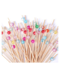 200 Palillos de Cóctel SEANSDA de Bambú Coloridos 11.94 cm