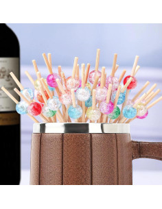 200 Palillos de Cóctel SEANSDA de Bambú Coloridos 11.94 cm 2