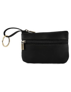 Monedero de cuero para hombres Hersent - Negro, 11x7.5 cm