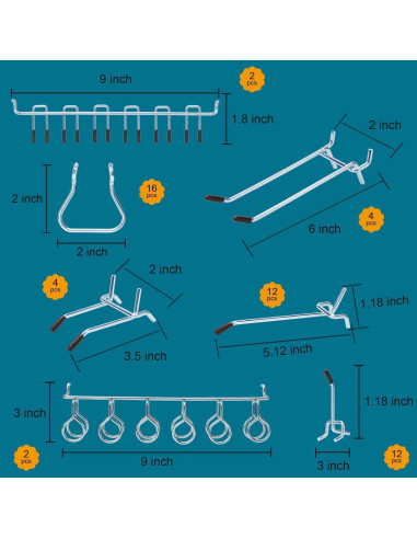 Kit Organizador de Accesorios para Tablero de Clavos Daanxw 310PCS