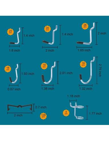 Kit Organizador de Accesorios para Tablero de Clavos Daanxw 310PCS