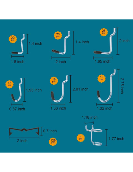 Kit Organizador de Accesorios para Tablero de Clavos Daanxw 310PCS