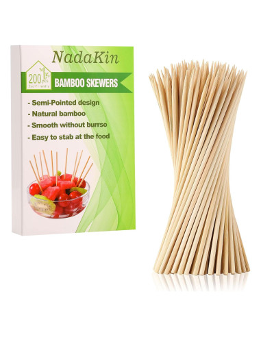 200 Pinchos de Bambú Naturales NadaKin 15 cm para Aperitivos