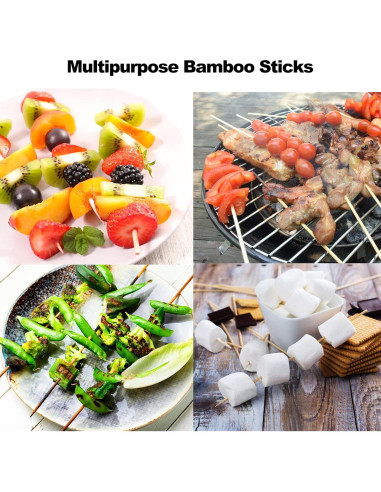 200 Pinchos de Bambú Naturales NadaKin 15 cm para Aperitivos