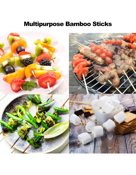 200 Pinchos de Bambú Naturales NadaKin 15 cm para Aperitivos