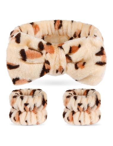 Cinta de Maquillaje y Muñequera Hanaive Leopardo - Suave y Absorbente