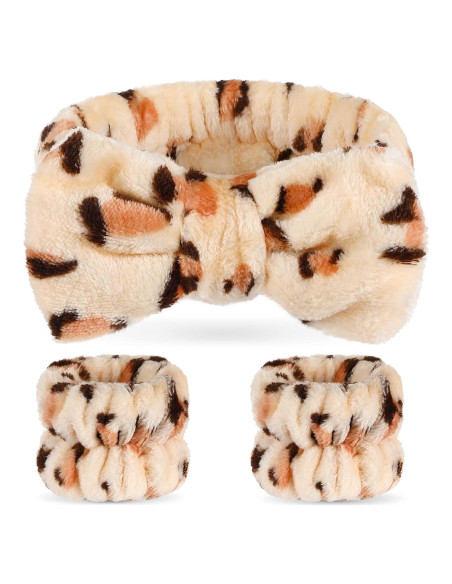 Cinta de Maquillaje y Muñequera Hanaive Leopardo - Suave y Absorbente