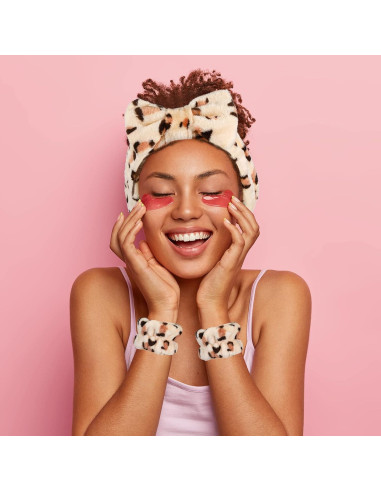 Cinta de Maquillaje y Muñequera Hanaive Leopardo - Suave y Absorbente