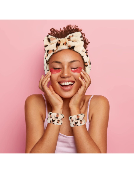 Cinta de Maquillaje y Muñequera Hanaive Leopardo - Suave y Absorbente