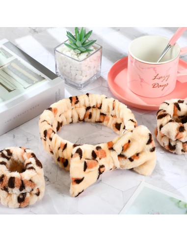 Cinta de Maquillaje y Muñequera Hanaive Leopardo - Suave y Absorbente